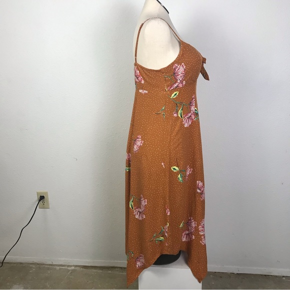 Xhilaration Asymmetrical Dress Women’s Size L Color Brown Print Floral Pullover - Picture 2 of 13